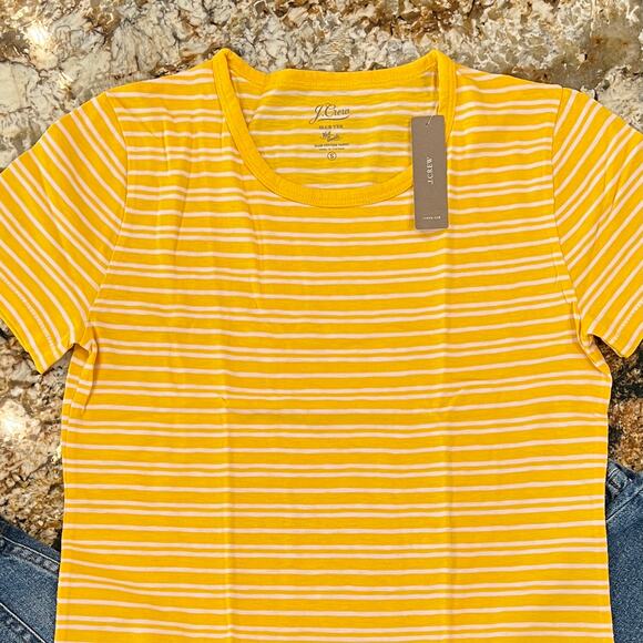 NWT J. Crew Gold/Yellow Stripe Cotton Crewneck T-Shirt - SIZE SMALL - Picture 5 of 10